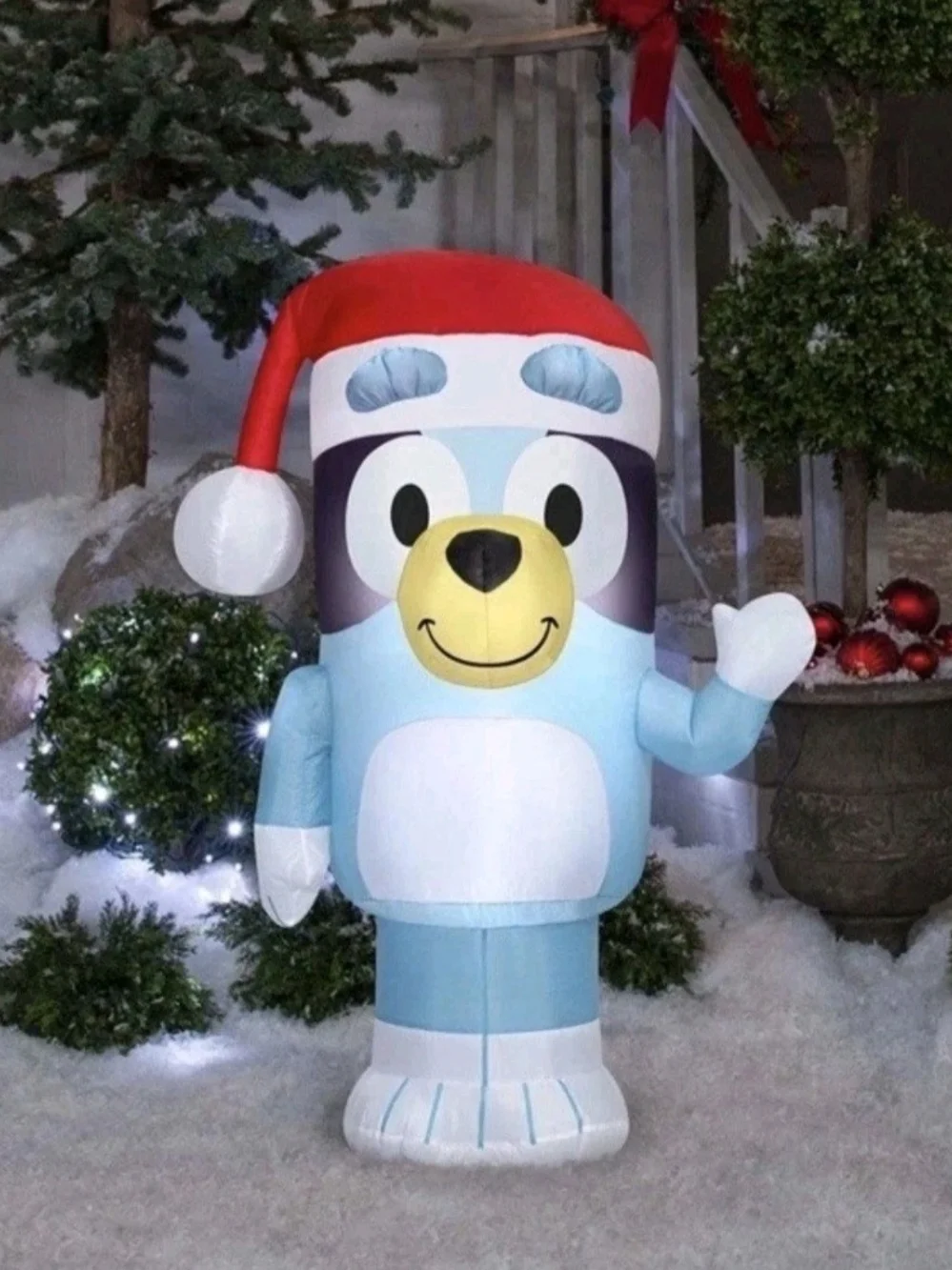 Inflatable 3.5 Ft. Tall Yard Decor Bluey and Christmas Tree Ornament w/Santa Hat